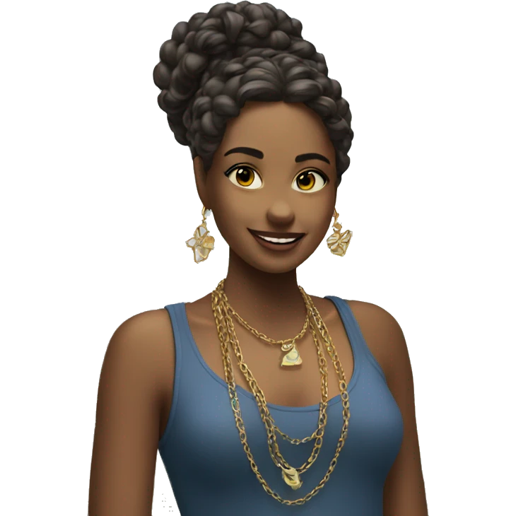 smirking girl outdoors with jewelry emoji