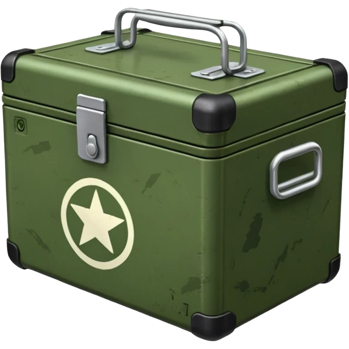 closed box with army marking, compact, green or khaki color emoji