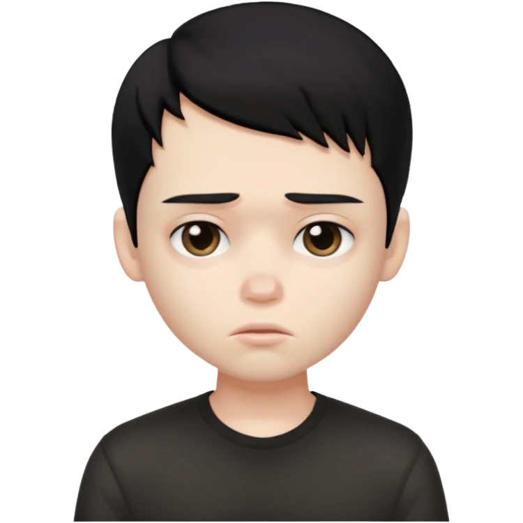 a PRETTY BRATZ boy with black long hair looking sad and covering his face emoji