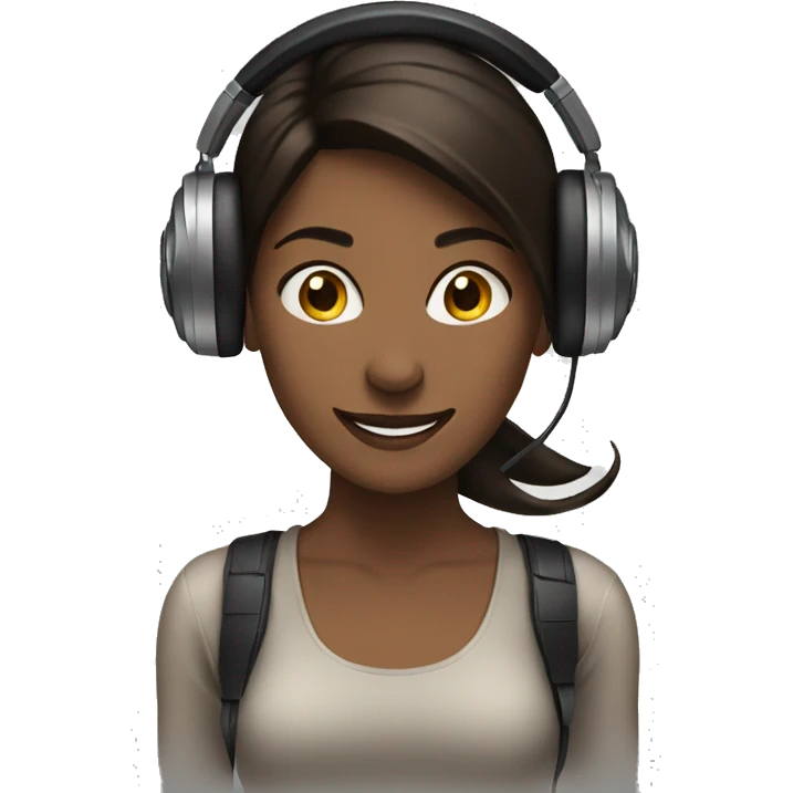 woman with headphones brunette happy emoji