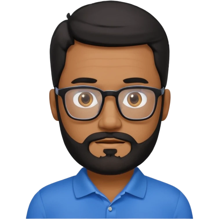 A tanned 50year old bearded man with black hair wearing glasses and a blue polo emoji