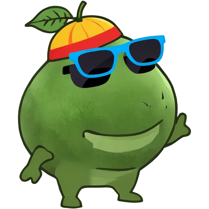 A giant fruit wearing a hat emoji