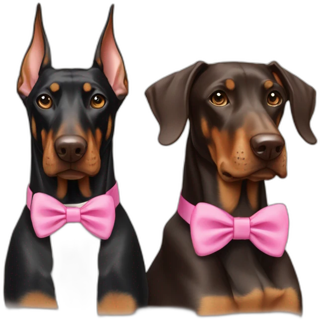 doberman-with-a-pink-bow-tie,-with-a-white-doberman-on-its-left-and-a-brown-doberman-on-its-right emoji