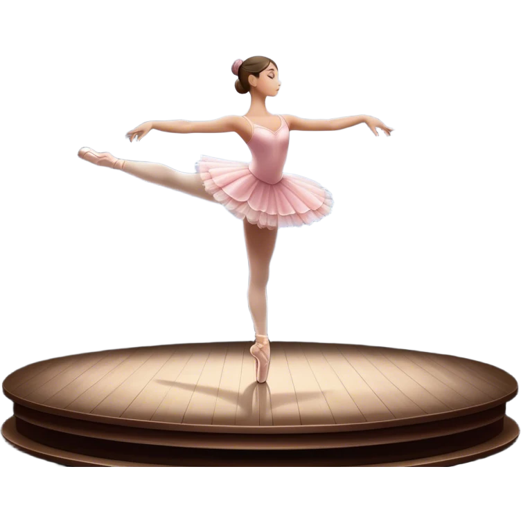 Icon for Ballet: silhouette of a ballerina in an elegant pose on a theater stage, surrounded by spotlight and stage lights. The icon should convey the grace and beauty of ballet, with focus on the dancer and the dramatic lighting. Transparent background. emoji
