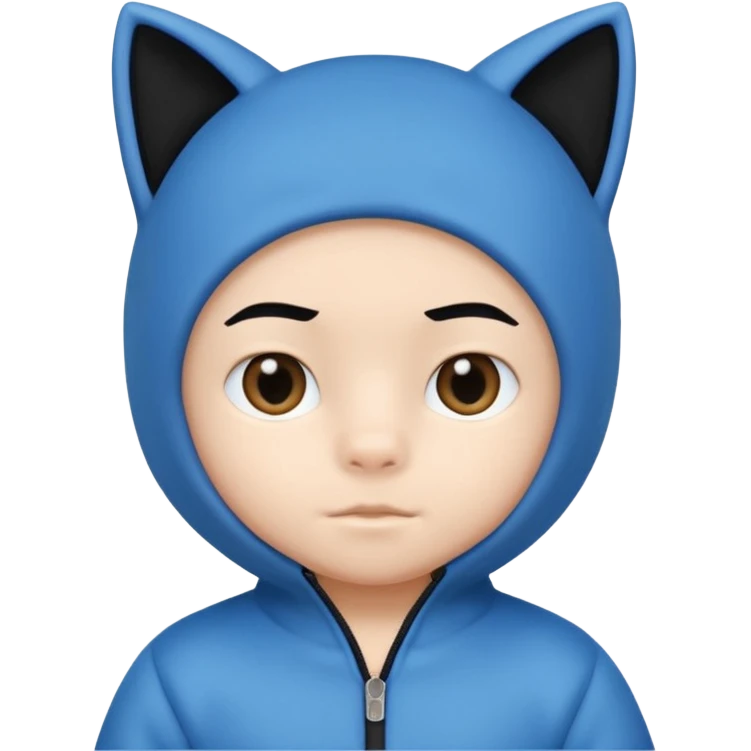 little kid boy with blue cat suit. black hair emoji