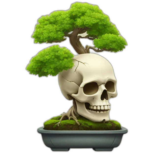 skull with a bonsai growing out of it emoji
