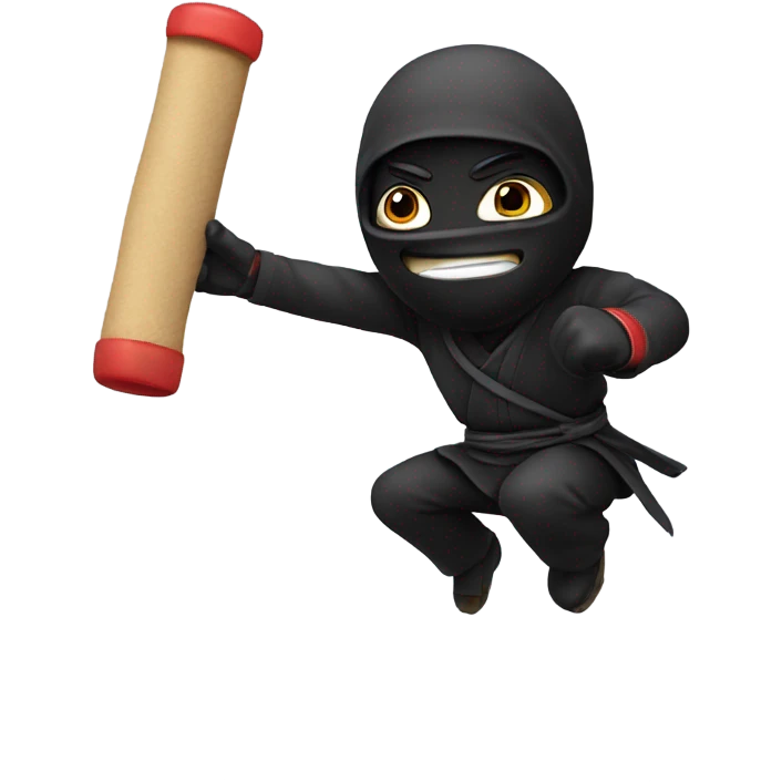 Clumsy ninja tripping over toy emoji