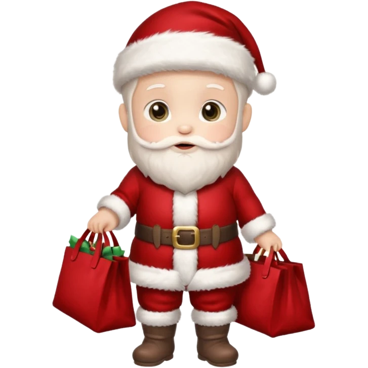 baby Santa Claus is carrying a bag of presents  emoji