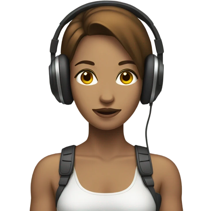 Pale muscular women with headphones and brown hair  emoji