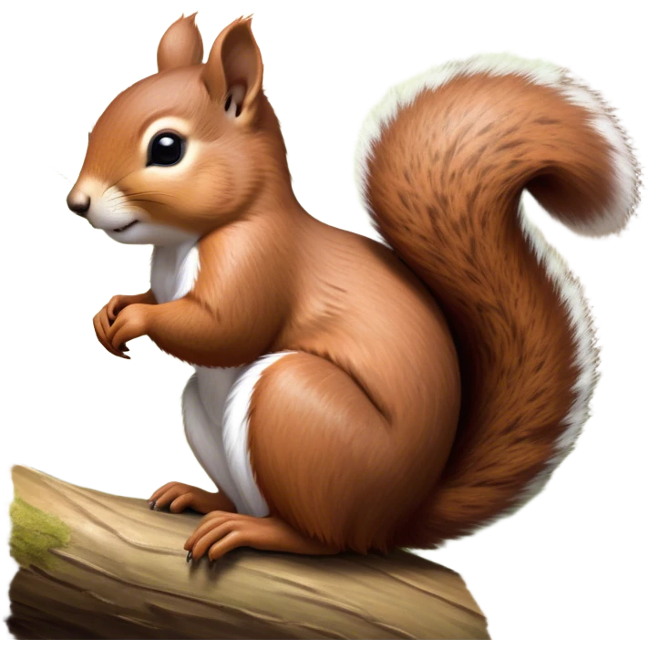 Beautiful and Majestic Squirrel Portrait Emoji, Head and body rendered in serene repose with a gentle, content smile and softly closed eyes, showcasing a delicately textured, bushy-tailed form and perky little ears, Simplified yet exquisitely endearing features, highly detailed, glowing with a soft, drowsy woodland light, high shine, relaxed and utterly enchanting, stylized with an air of timeless forest majesty, soft glowing outline, capturing the essence of a beautiful and majestic squirrel that embodies the pure charm of nature! emoji