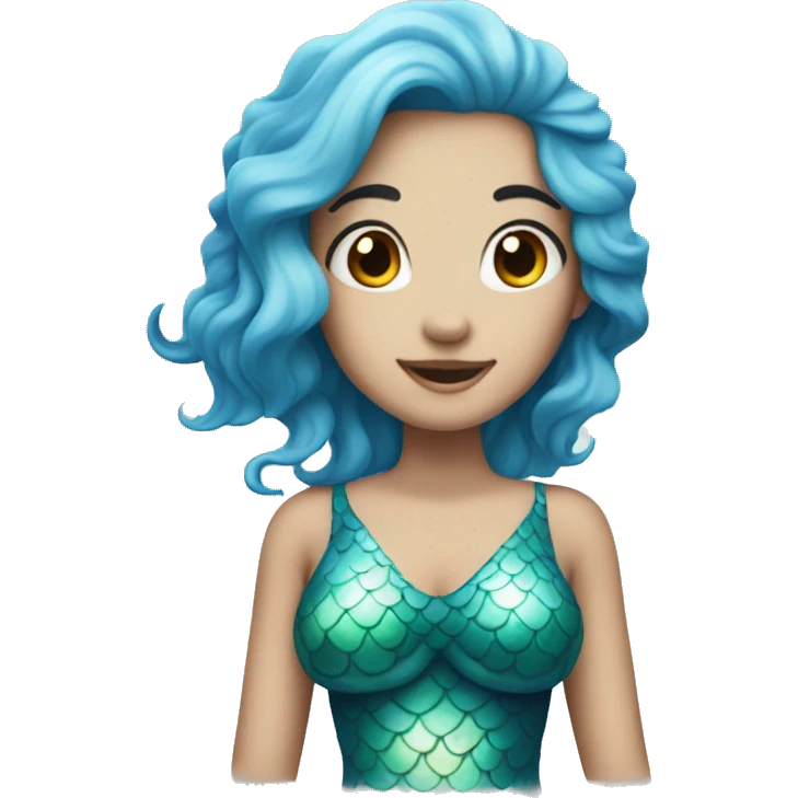 mermaid with blue hair and white skin emoji