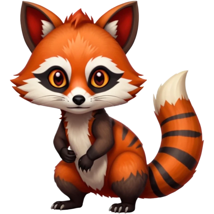Fiery Wicked Cool Hot Edgy Badass Numbat-Fox-Red-Panda-Civet-Vernid-fusion-hybrid-creature emoji