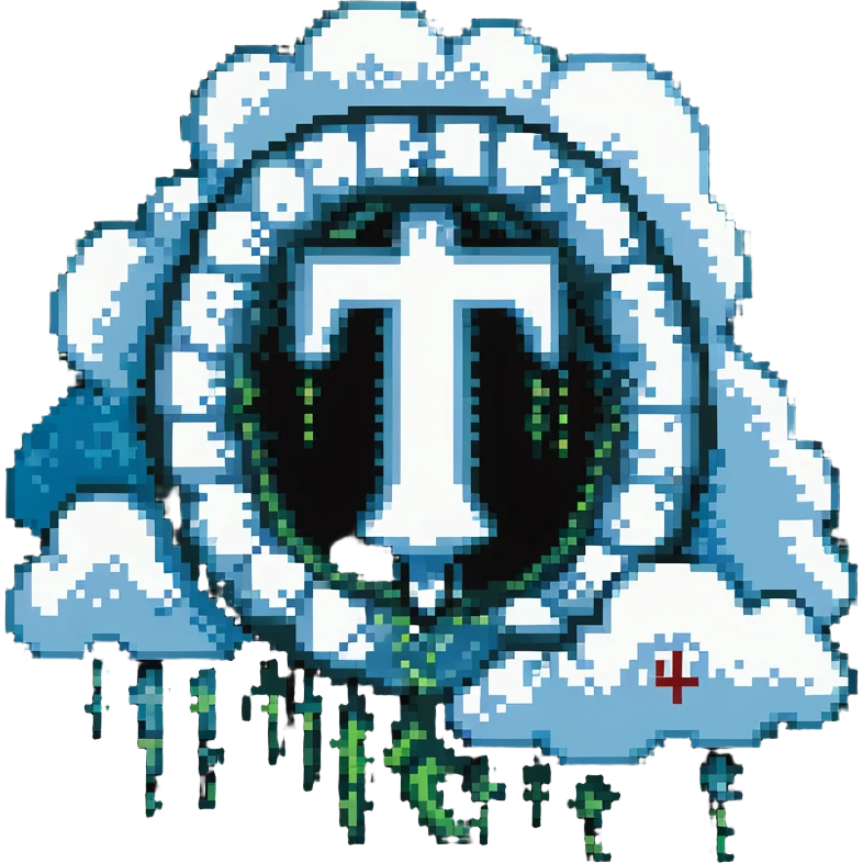 a custom emoji that combines the π (pi) math symbol, binary code, and a magical cloud or digital mist emerging from it. emoji