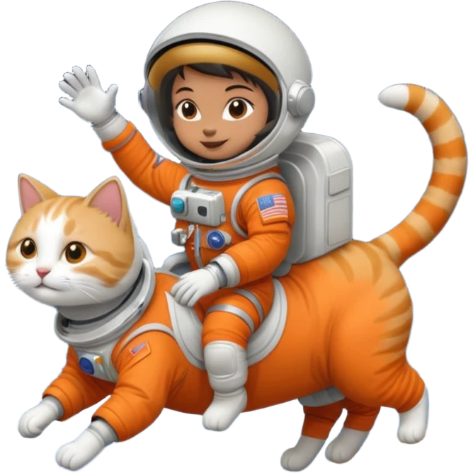 Astronaut rides cat emoji