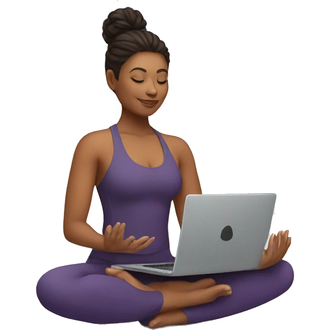A yoga teacher with her laptop  emoji