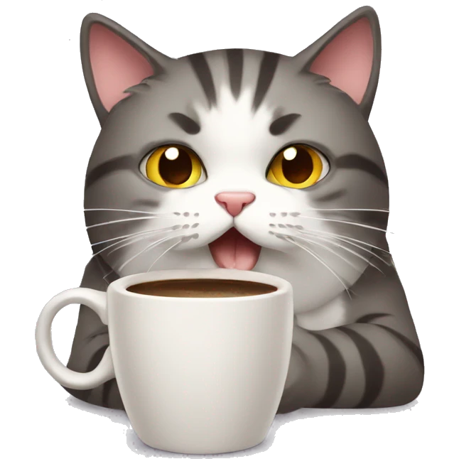 frustrated cat drinking coffee emoji