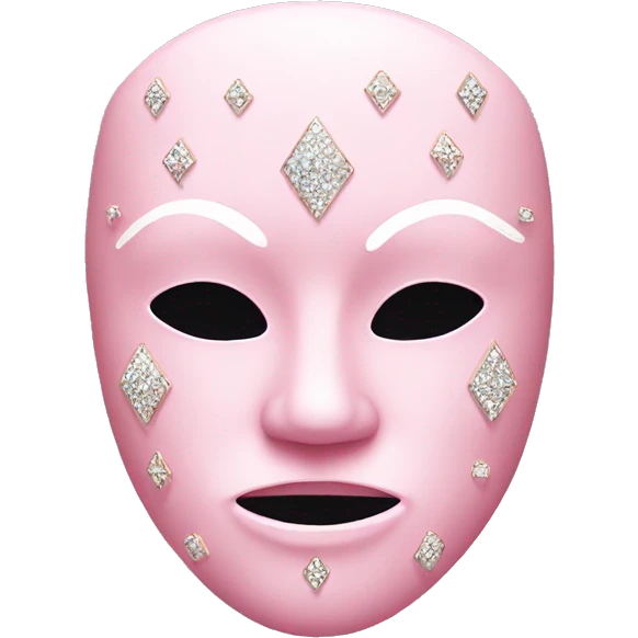 Pastel pink mask with pink and white diamonds  emoji