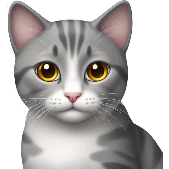 cute cat that’s grey on the top and white at the bottom of the body emoji