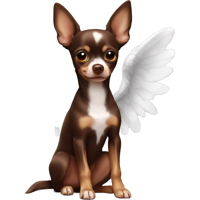 Chocolate Brown chihuahua with angel wings  emoji