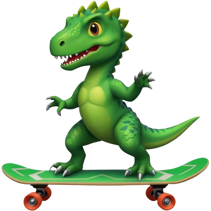 Dinosaur on a skateboard emoji
