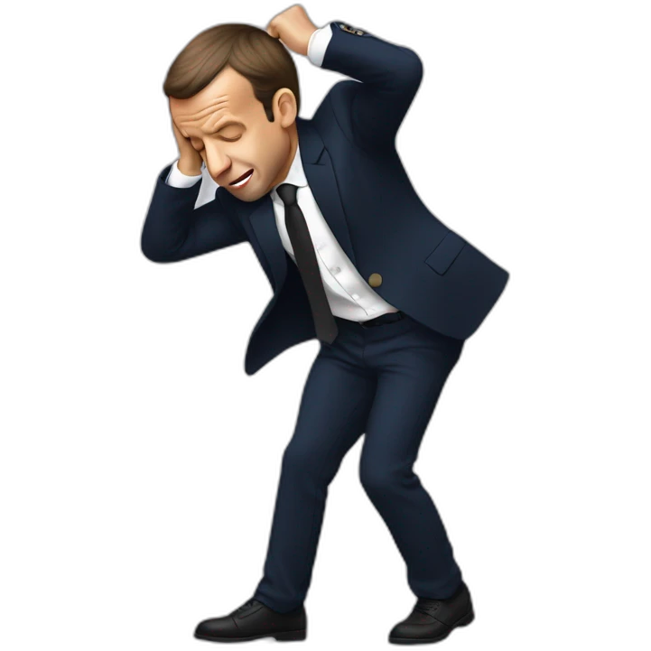 emmanuel macron doing a dab emoji