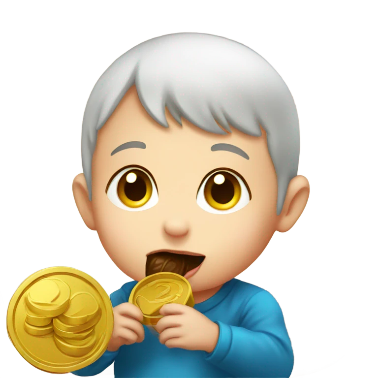 Baby eating giant chocolate coin  emoji