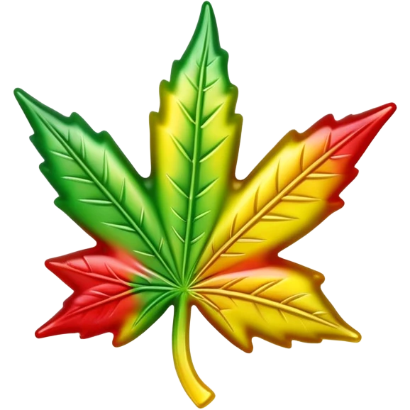 colorful shiny gusher gummy shaped like a cannabis leaf emoji