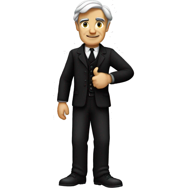 Ralph Waldo Emerson with thumbs up with a little frown and black clothes emoji
