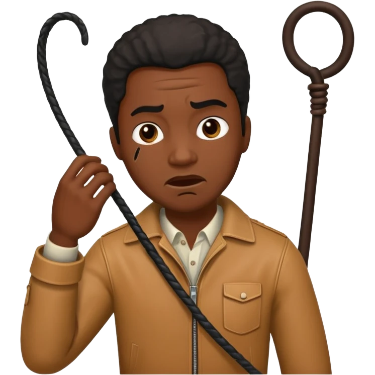 A black man getting hit by a whip emoji