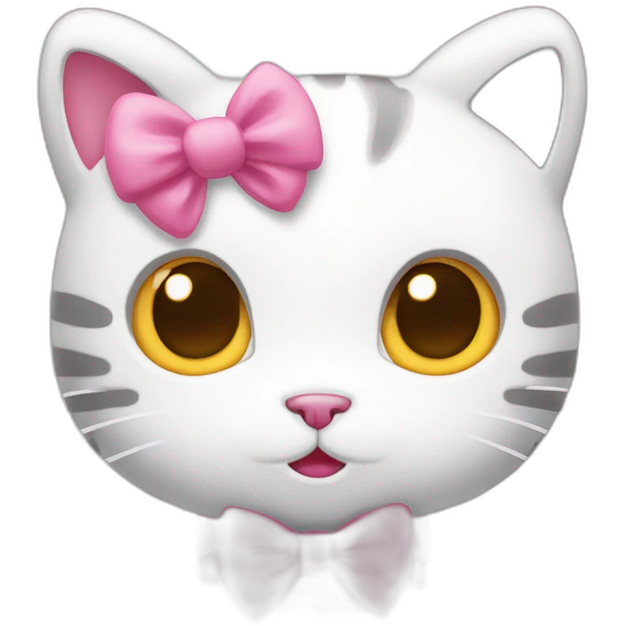 cat white hello kitty with pink bow emoji