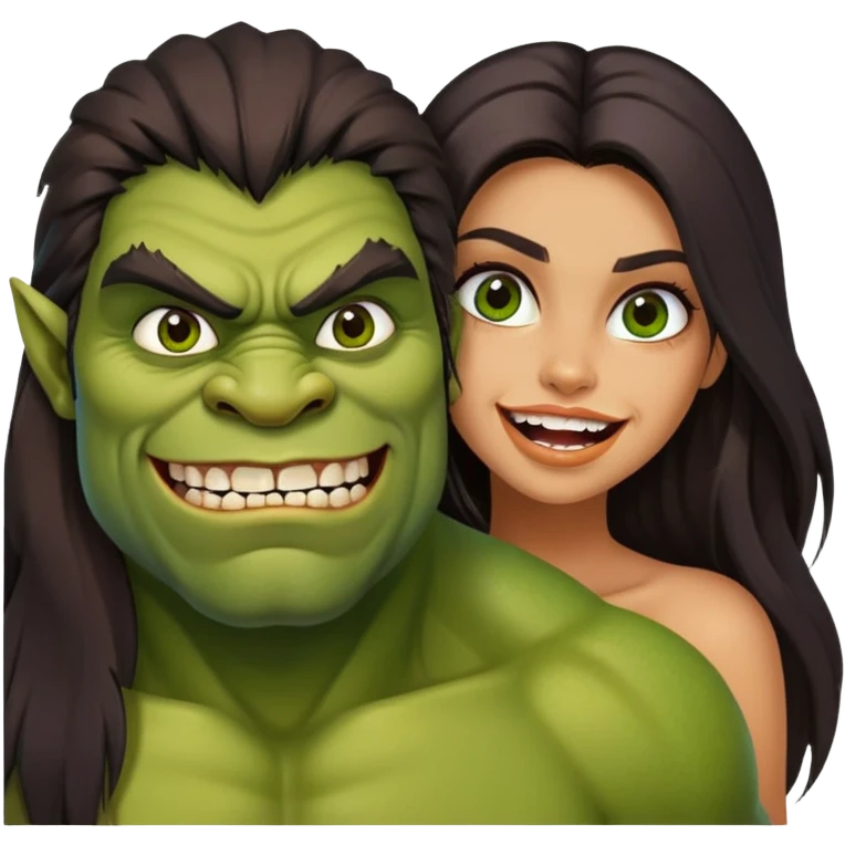 beautiful brazilian model next to ugly ogre emoji