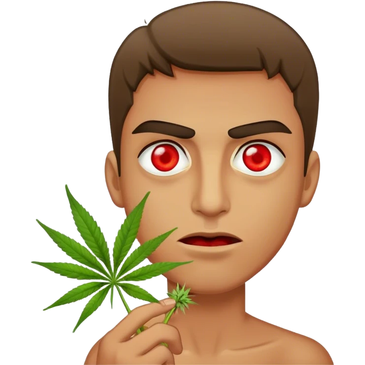 Very hungry man with weed emoji
