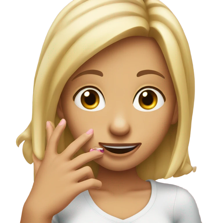 girl flirtatiously biting her nails emoji