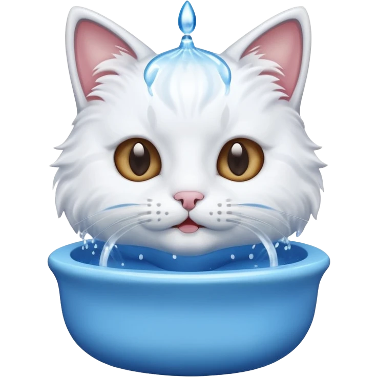 cute cat face with a water fountain emoji