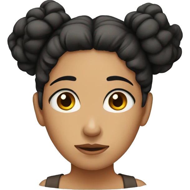 very sad woman with hair with bun and black hair and brown eyes emoji