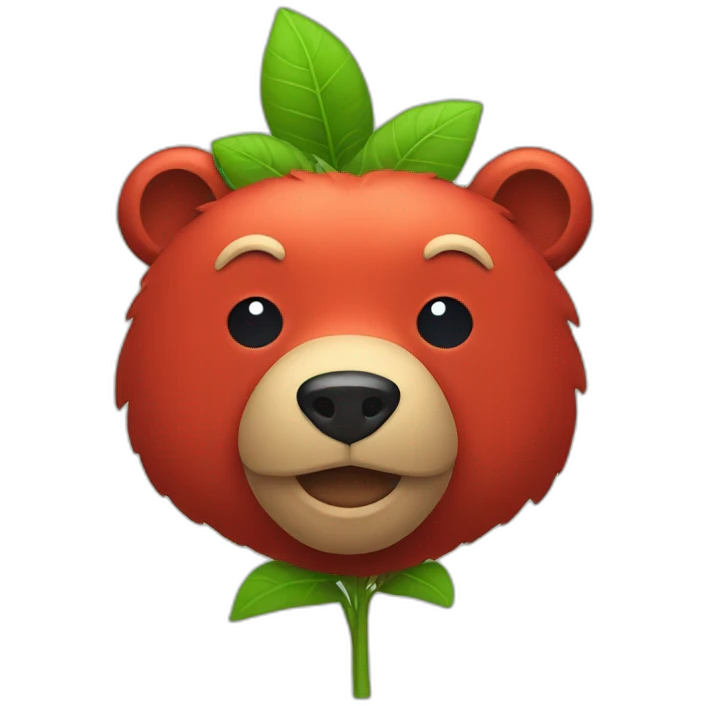 red bear head with plant hat emoji