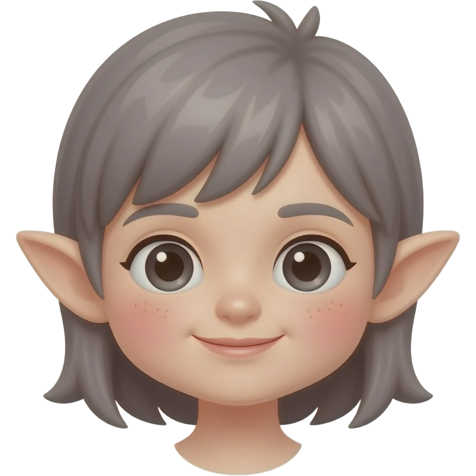 흰색 얼굴의 붉은색 홍조를 하고 있는 엘프 귀를 하고있는 귀여운 만화 이모티콘 emoji