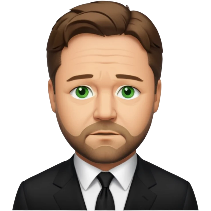 Russell Crowe with green eyes, black suit emoji