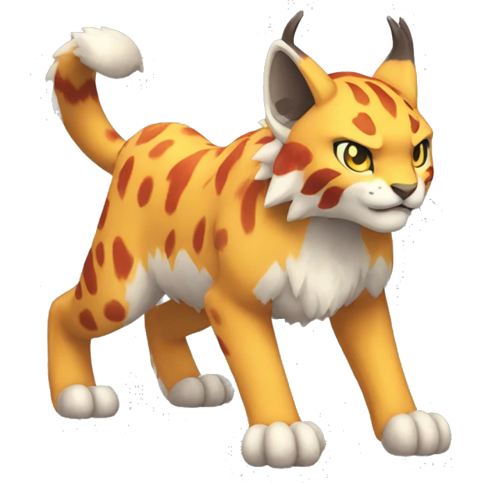 Fire-type Fakémon-Lynx full body emoji