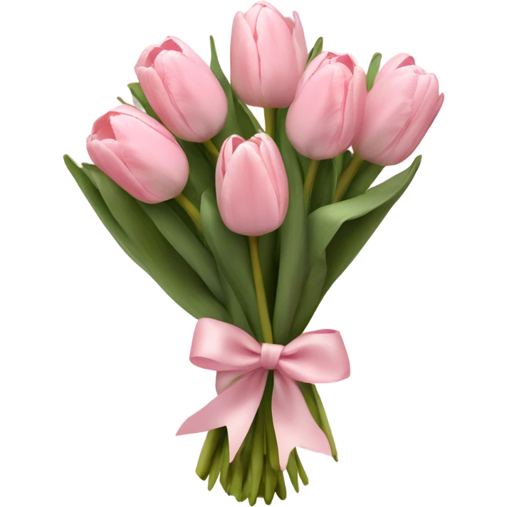 Pale Pink tulips bouquet whit a soft Pink bow emoji