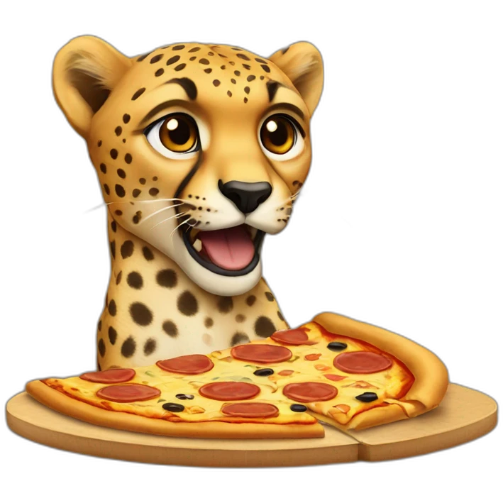 Cheetah is eating a pizza emoji
