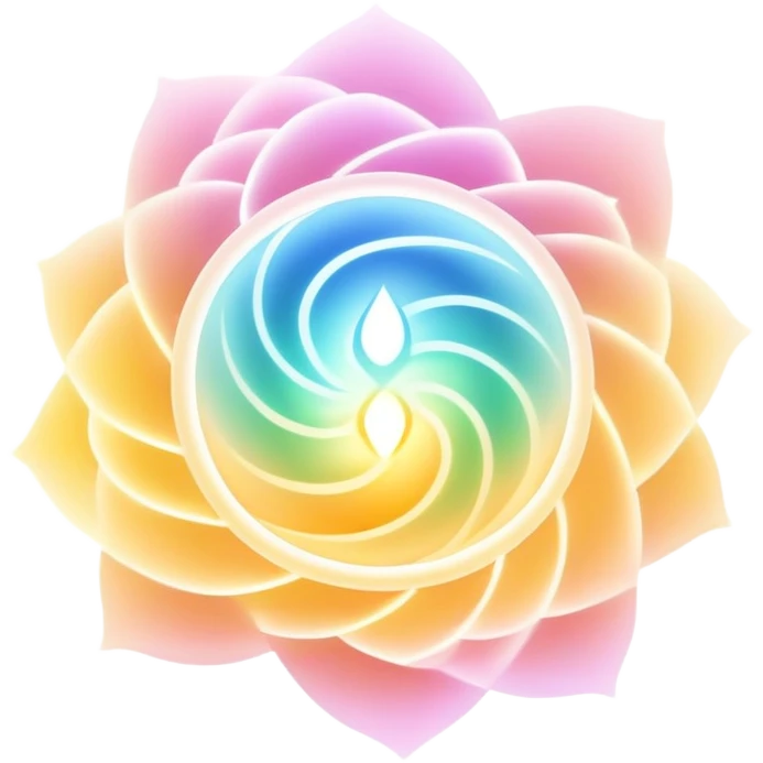 Soft radiant energy aura symbol with gentle light waves, minimalist floating essence, inspirational glow emoji