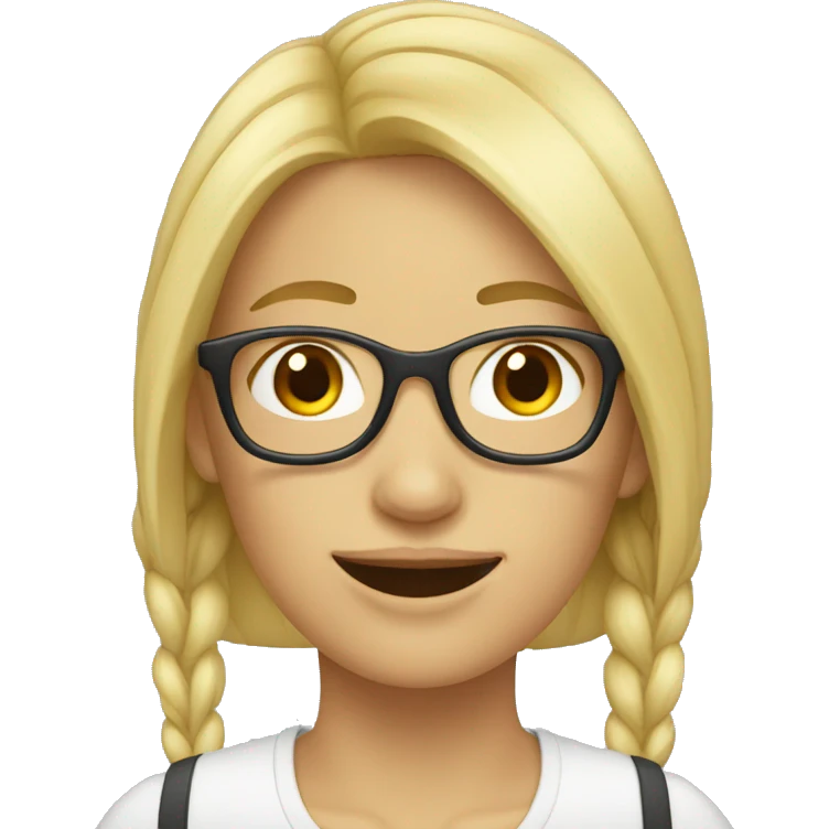 blonde nerd woman with brackets emoji