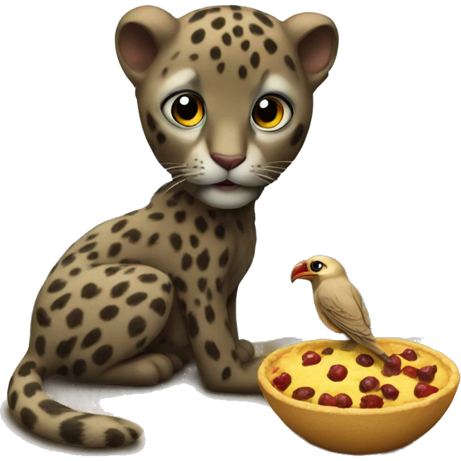 Panter hart eating bird emoji
