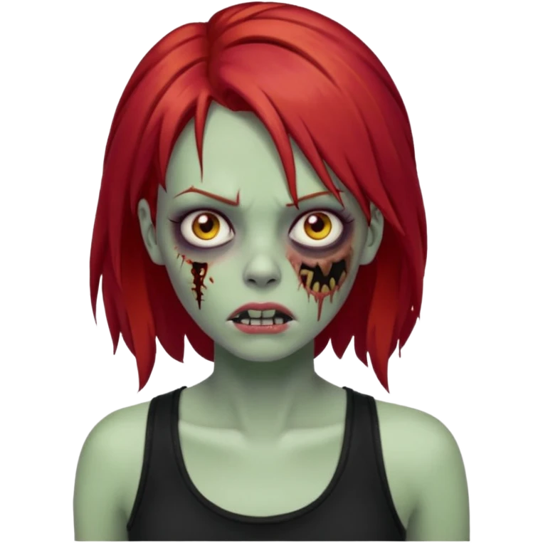 zombie girl with red hair and black tank top  emoji