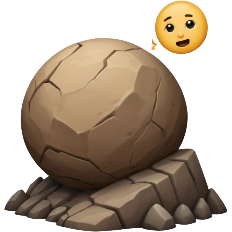 Sisyphus at the base of a hill starting to push a boulder, emoji style emoji