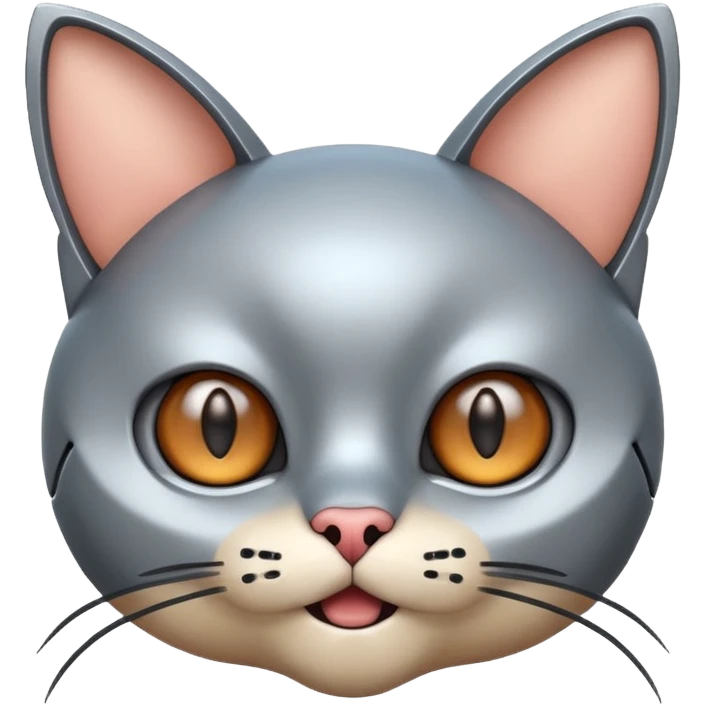 robot looking surprised with cat ears and looks funny emoji