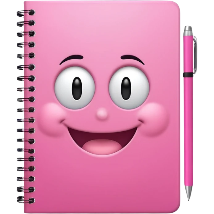 libreta de anillos rosada con carita feliz en la portada emoji