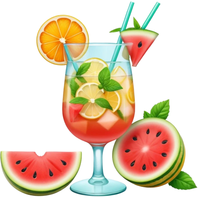 summer cocktail with lemon, watermelon, orange emoji