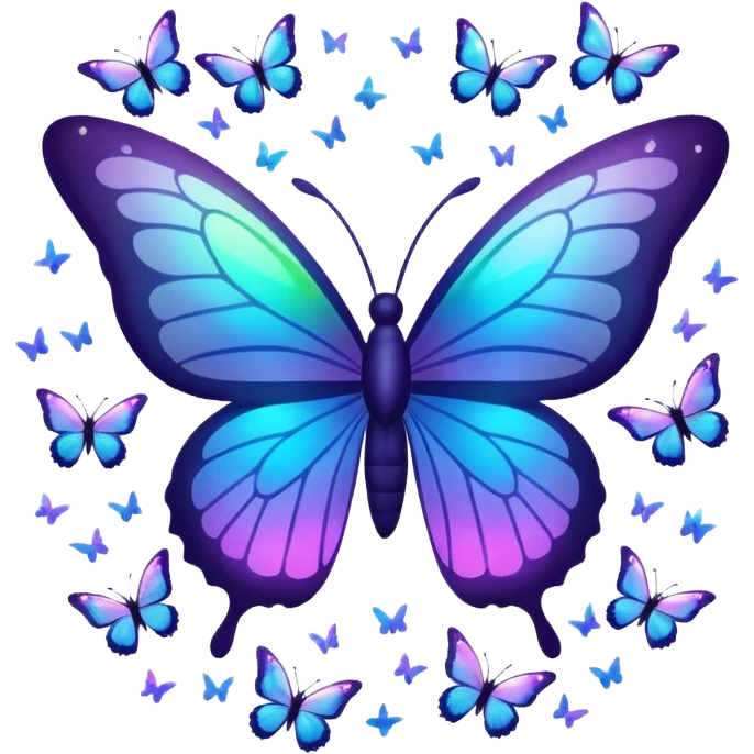 bts logo with butterflies on the logo and flying around it and light sparkles around it all emoji